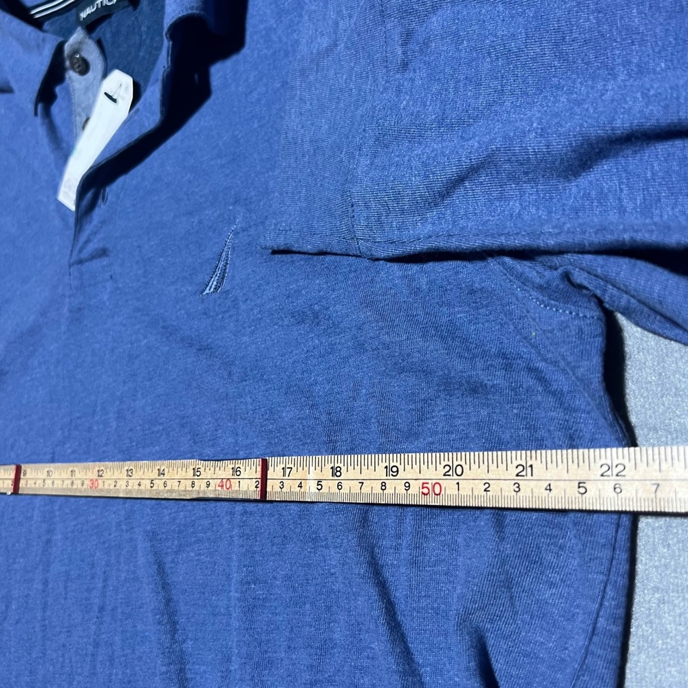 Nautica Mens Blue Heathered Long Sleeve Polo Shirt Size Large NWT - Picture 5 of 16
